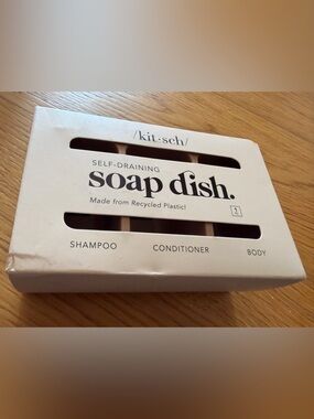 Kitsch Soap Dish in Cream with Black Text